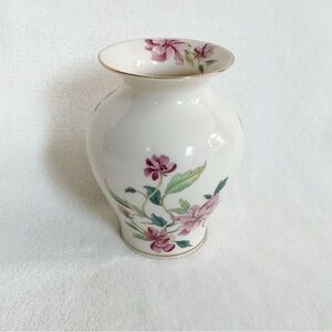 Vintage Lenox Barrington Collection 5” Vase Pink Azalea Flower Gold Made in USA